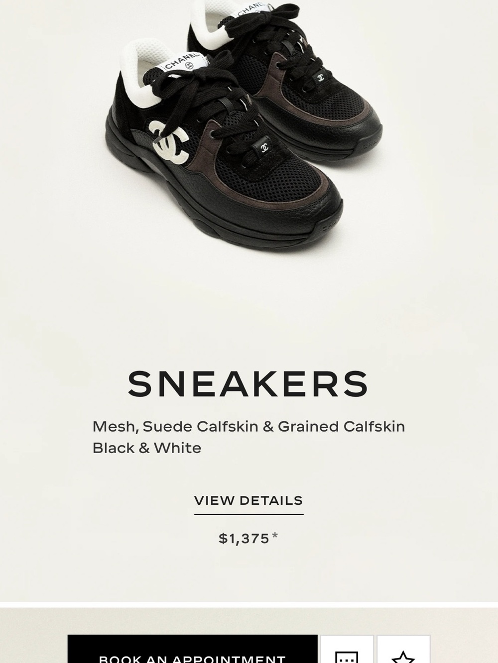 CHANEL Black and White Men’s Mixed-Material Sneakers